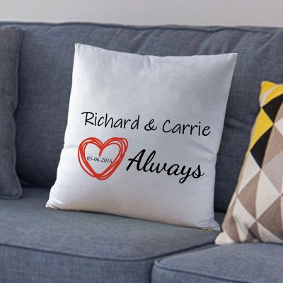 Personalized Anniversary Pillow with Couple Names and Date