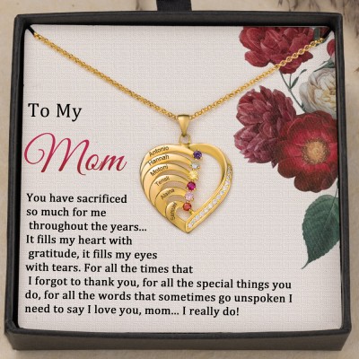 Personalized To My Mom Birthstone Necklace with Kids Names Unique Gift Ideas for Mom Adoption Gifts Christmas Gifts