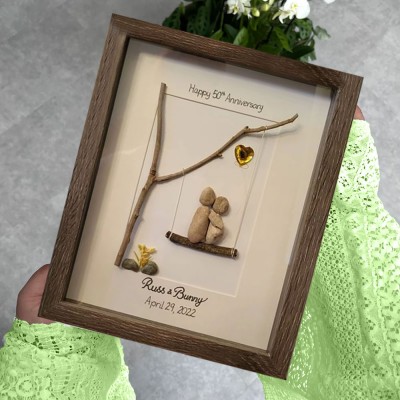 Personalized Wedding Anniversary Pebble Art Frame Anniversary Gift