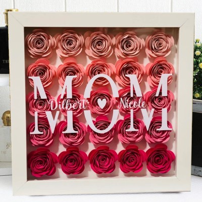 Personalized Paper Flower Shadow Box Keepsake Gift for Mom Grandma New Mom Gift