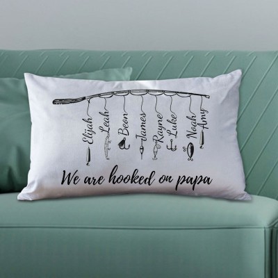 Personalized We Are Hooked on Papa Pillow Father's Day Gift
