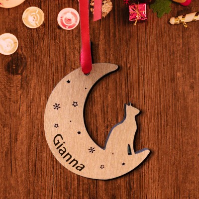 Personalized Cat Christmas Tree Wooden Ornament Pet Lover Christmas Gift