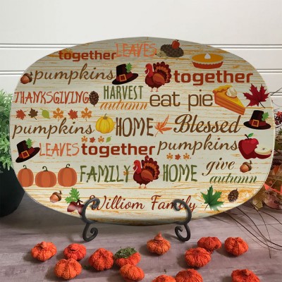 Personalized Blessed Family Thanksgiving Platter