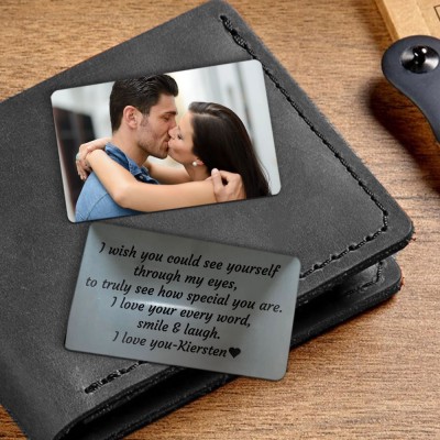 Personalized Engraved Wallet Card With Picture Gift for Boyfriend Valentine's Day Gift for Him