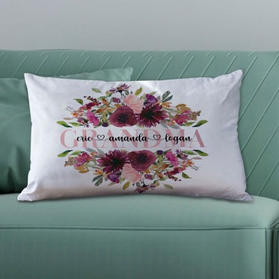 Personalized Engraving 1-20 Kids Names Family Pillow Mother's Day Gift