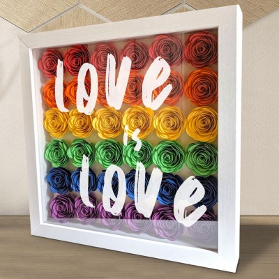Personalized Love Is Love Flower Shadow Box for Anniversary Valentine's Day