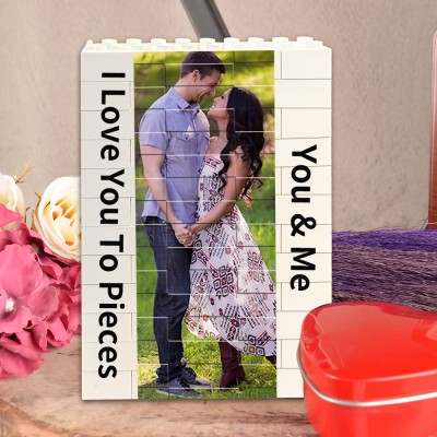 Custom Love Is You and Me Engraved Building Block Photo Puzzle Wedding Anniversary Gift Ideas Valentine's Day Gifts