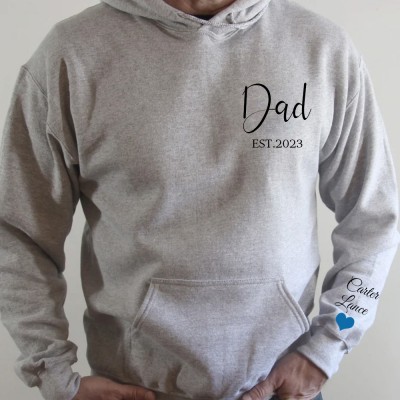 Personalized Dad Est Embroidered Hoodie with Kids Names Unique Gifts for Dad Christmas Gifts