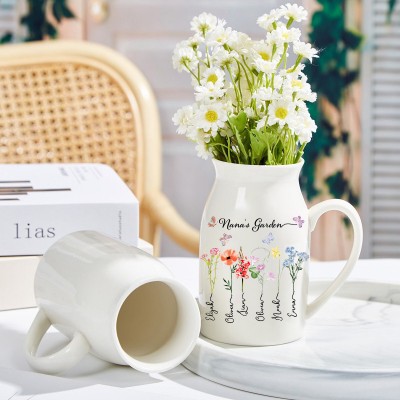 Personalized Mama's Garden Flower Vase Family Birth Month Flower Vase Love Gift Ideas for Mama Grandma New Mom Gift 