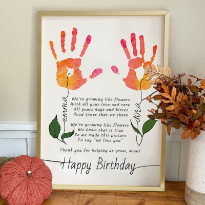 Personalized DIY Birthday Handprint Frame Unique Gifts for Mom Grandma Birthday Gift Ideas