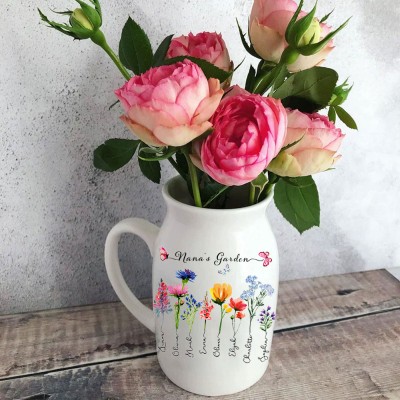 Personalized Grandma's Garden Birth Flower Vase Mother's Day Gift Ideas Love Gift For Grandma Mom