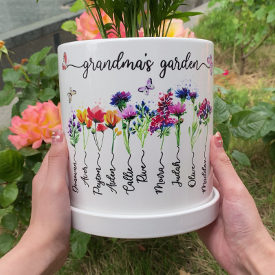 Personalized Grandma's Garden Succulent Plant Pots Birth Flower Pot Mother's Day Gift