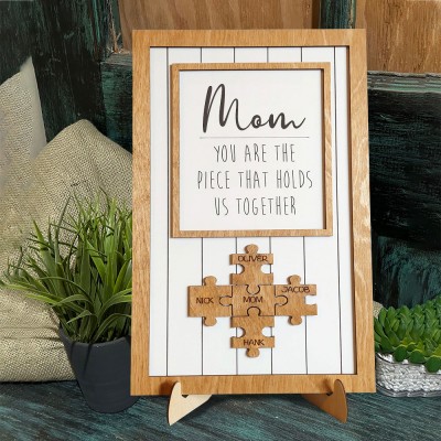 Personalized Handmade Mom Puzzle Sign With Kids Names Birthday Gift For Mom Grandma Mother's Day Gift Ideas