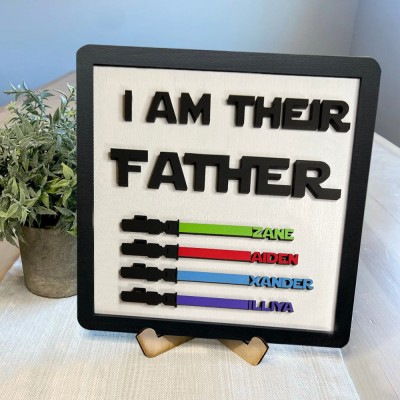 Handmade I Am Their Father Wood Sign Personalized Gift for Dad Grandpa 