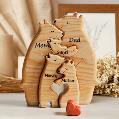 Personalized Wooden Bear Family Puzzle Family Keepsake Gifts Christmas Gift Ideas