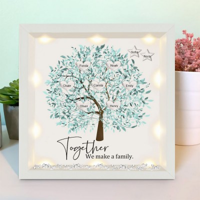 Personalized Family Tree Light Up Frame with Kids Names Gifts for Mom Grandma Family Home Decor