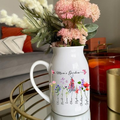 Custom Gigi's Garden Birth Flower Vase Unique Gift For Grandma Mom Mother's Day Gift Ideas