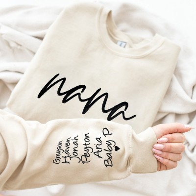 Custom Mama Embroidered Sweatshirt Hoodie With Kids Names Unique Gift For New Mom Mother's Day Gift Ideas