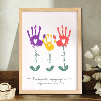 Custom DIY Handprint Wooden Frame Sign Family Gift Ideas Mother's Day Gift