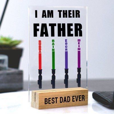 Personalized I Am Their Father Wooden Name Sign Fathers Day Gift for Dad