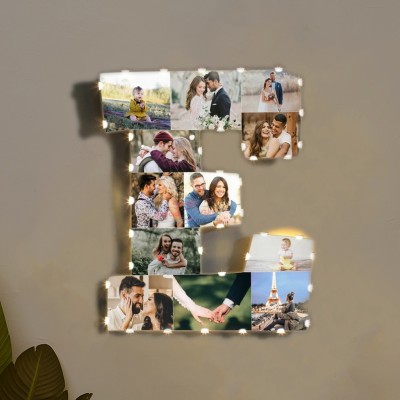 Custom Letter L Photo Collage Lamp Gift Ideas for Anniversary Valentine's Day