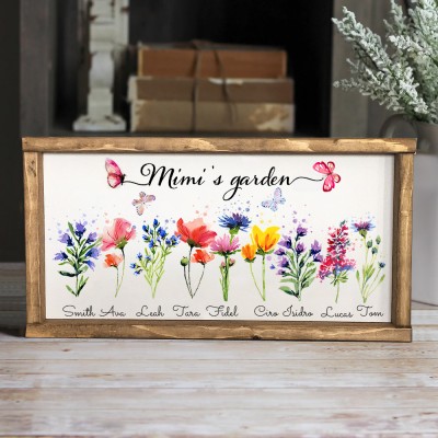 Personalized Mom's Garden Frame Birth Month Flower Sign with Kids Names Keepsake Gifts for Grandma Mom Chrsitmas Gifts