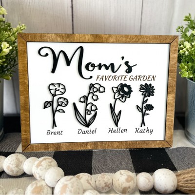 Custom Grandma's Garden Birth Month Flower Sign Gift Ideas for Mom Grandma Christmas Gifts for Her