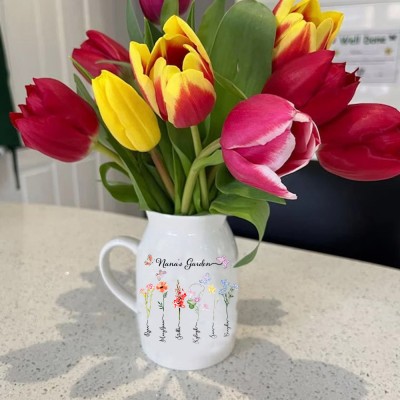 Personalized Grandma's Garden Birth Flower Vase Mother's Day Gift Ideas