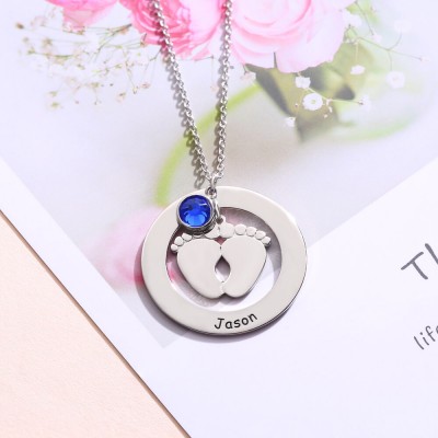 Personalized Baby Feet Shape Engravable Necklace