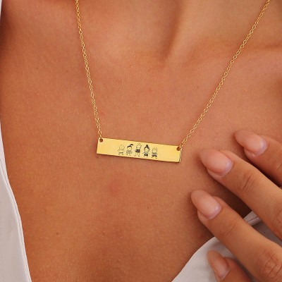 Personalize Actual Handwriting Necklace | Drawing Bar Necklace