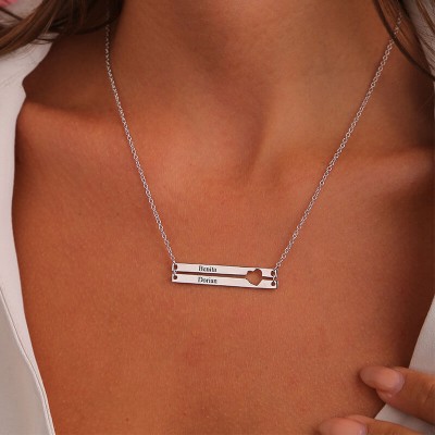 Engraved Double Bar Necklace