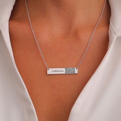 Personalize Fingerprint Bar Necklace