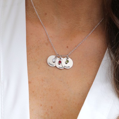 Personalized Charms Necklace with 1-10 Birthstone 