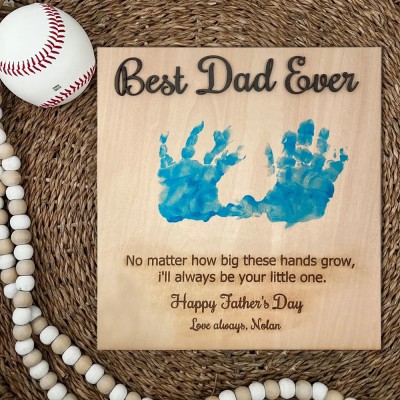 Personalized Best Dad Ever DIY Handprint Sign Father's Day Gifts