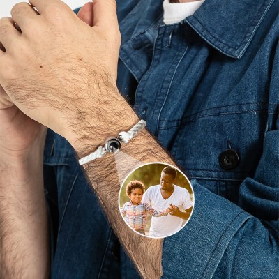 Personalized Photo Projection Bracelet for Men with Picture Inside Gift for Dad Grandpa Father's Day Gifts