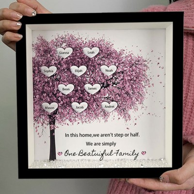 Personalized Light Up Family Tree Box Frame with 1-25 Names Mother's Day Gift For Grandma, Mom