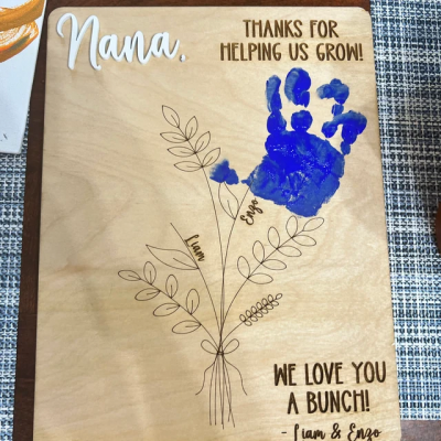 Personalized Gigi Flower Bunch DIY Handprint Sign With Grandkids Names Unique Gift For Mom Grandma