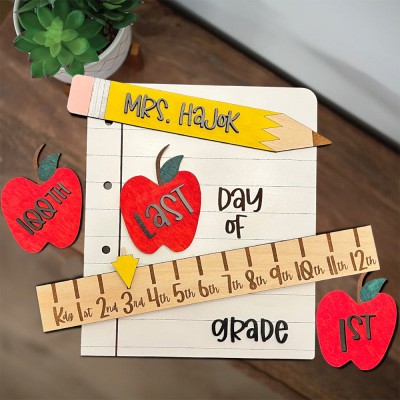 Personalized First/100th/Last Day of School Interchangeable Photo Prop Back to School Gifts for Kids