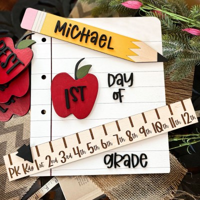 Personalized Reusable Interchangeable First/100th/Last Day of School Sign Back to School Gift Ideas for Kids