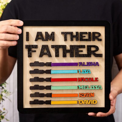 Personalized Wooden Sign Board I Am Their Father Sign with Kids Name Gift for Dad Grandpa Father's Day Gifts