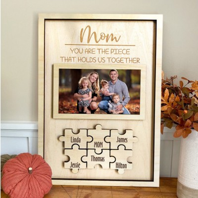 Custom Mom Puzzle Sign With Photo Personalized Keepsake Gift For Mom Grandma Mother's Day Gift
