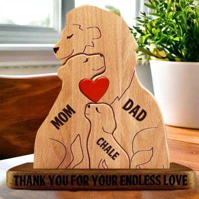 Custom Wooden Lion Family Names Puzzle Anniversary Gifts Mother's Day Gift