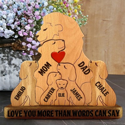 Custom Lion Family Wooden Names Puzzle Anniversary Gifts Mother's Day Gift