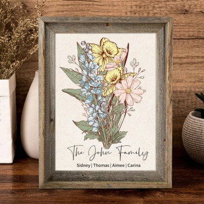 Custom Gigi's Garden Bouquet Frame With Birth Flowers And Grandkids Names Mother's Day Gifts Keepsake Gift Ideas For Mom Grandma