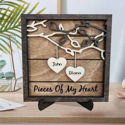 Wooden Family Tree Sign Personalized Family Frame Engraved with Names Gift for Her Gift for Grandma Anniversary Gift for Wife Mother's Day Gift 