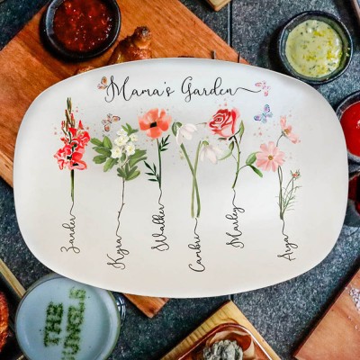 Personalized Nana's Garden Birth Month Flower Platter Gift for Nana Grandma Mom Lovely Keepsake Gift