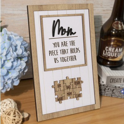 Personalized Mom Wood Puzzle Name Sign Keepsake Gift Mother's Day Gift Ideas