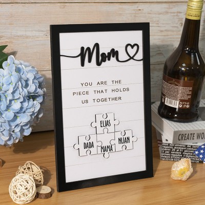 Custom Mothers Day Puzzle Sign Mom You Are The Piece That Holds Us Together Personalized Gift for Mom