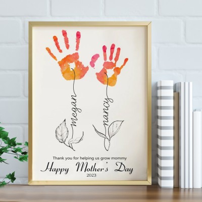Personalized Mothers Day DIY Handprint Frame Keepsake Gift for Mom
