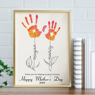 Personalized Mothers Day DIY Handprint Frame Keepsake Gift for Mom